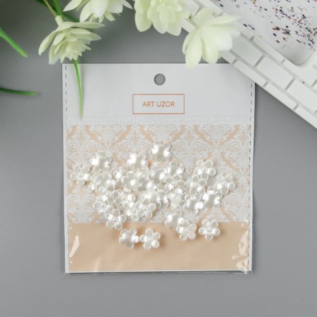 Decor for creativity plastic "Flower" Pearl set 35 pcs 0.9x0.9 cm-3