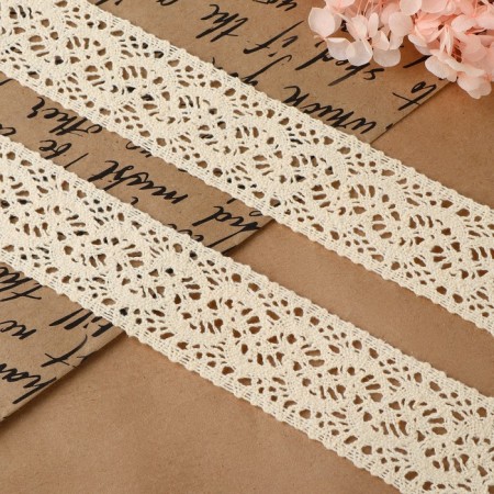 Knitted lace, 37 mm × 10 ± 1 m, beige color-1