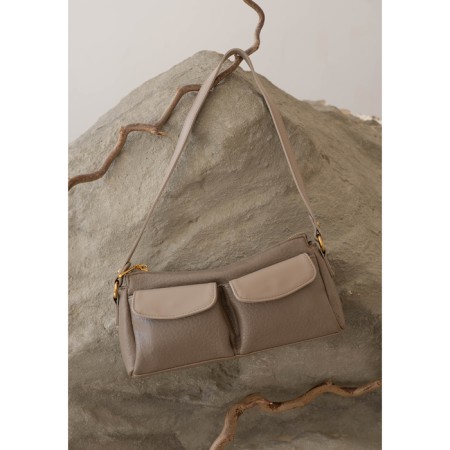 Female bag Textura, average size, beige-gray color-11