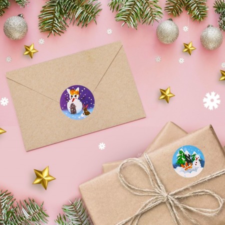 Stickers in the roll "Winter", 500 pcs, 2.5 x 2.5 cm-1