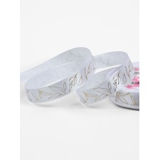 Satin tape 15mm*25 ± 1 yard (23m ± 1m) leaves white No. 01 embossing gold au