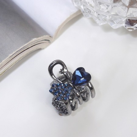 Hair crab "Rose" bow, 1.5 cm, blue