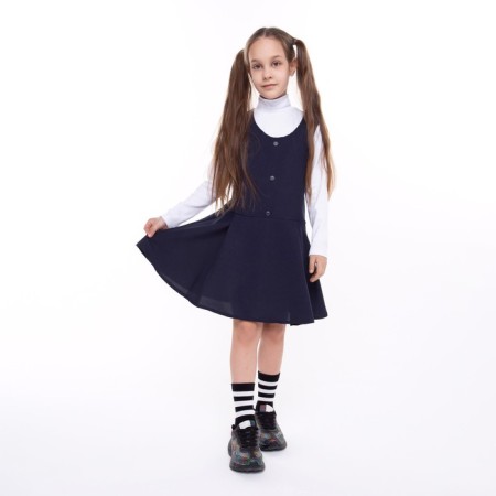 School sundress for girls, blue color, height 122-11