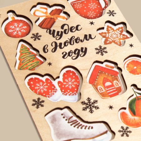 Wooden postcard "Miracles in the new year!" Santa Claus, 10 x 15cm, New Year-1
