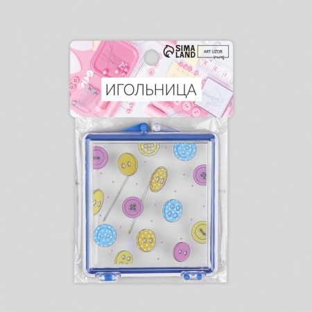Magnetic needle "Button", with needles, 7 × 8 cm, blue color-3