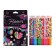 Pencils 18 flowers in a cardboard box, hexagonal, wooden, flowers on a black mix