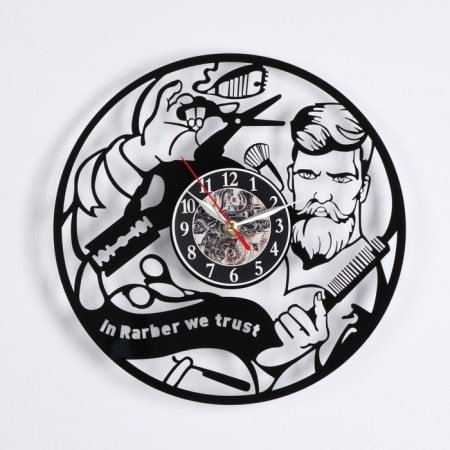 Wall clock, series: interior, "barbershop", smooth move, 30 x 30 cm
