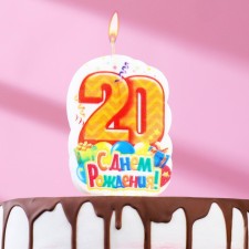 Candle for cake the number “Happy Birthday” ”20 Orange, 6.5 cm
