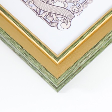 Photo frame Plastic format A4 "Enigma" gold with double gray-green oyubvodka 31x24.5 cm-1