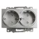 2-seater socket with a protective curtain s/h, 250v, 16a, series of Katrin, GLS16-7114-03, silver