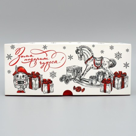 Folding box for 9 cupcakes with the window “Winter will give miracles!”, 25 x 25 x 10 cm, new year-4