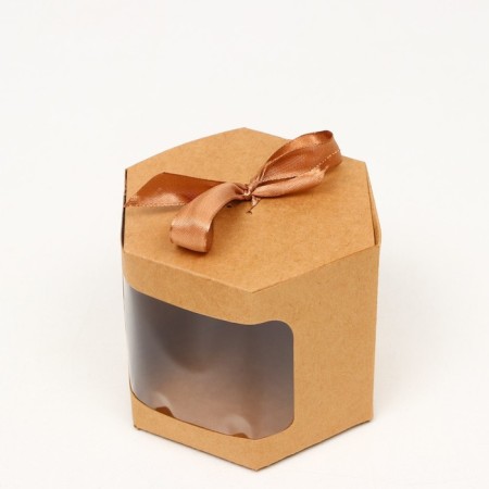 Box hexagonal, with a window, craft, 10 x 10 x 10 cm-1