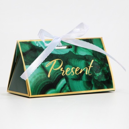 Bonbonnier box, gift packaging, “malachite”, 10 x 5.5 x 5.5 cm