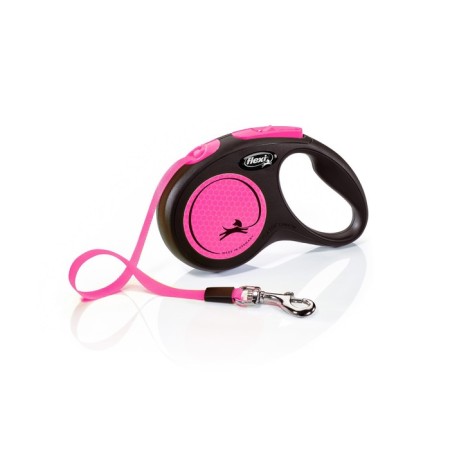 Roulette Flexi Neon New S (up to 15 kg) tape 5 m, pink