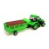 The radio -controlled “farmer” tractor, with a trailer, works on the battery, the color of the green