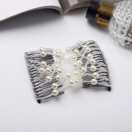 Hair clip "Pearls" balls, 9 cm, white