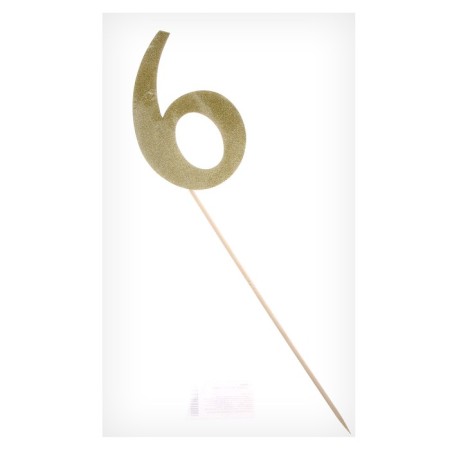 Topper in the cake "Number 6", color gold-2