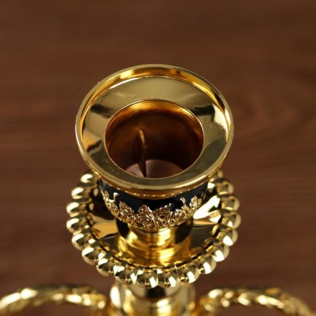 Summary Metal for 3 candles "rosary" gold, black enamel 35.5x32x12 cm-5