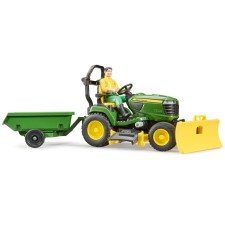 Game set of John Deere tractor with a trailer and figure