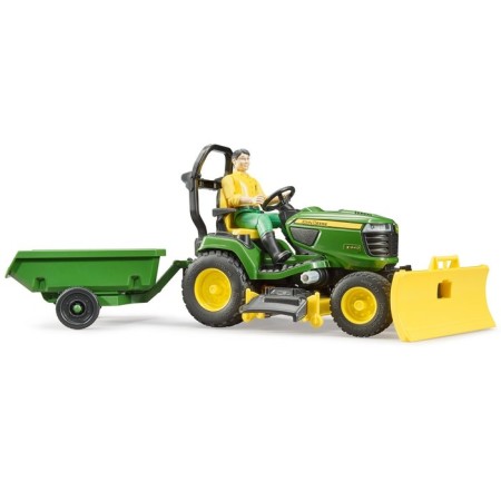 Game set of John Deere tractor with a trailer and figure