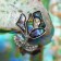 Galiotis brooch rose, green color in silver