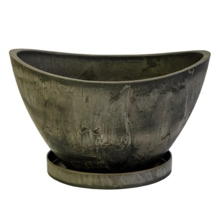 Pot for flowers and plants with a pallet, wood coal boat 25x18x15cm, 2.8l-1
