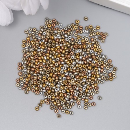 Glass beads 11/0 "metallic. Melange. Gold and silver" 10 g