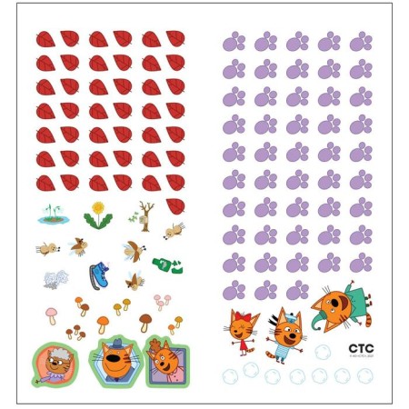 Three cats. Labyrinths with stickers. Seasons-4