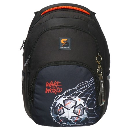 Youth backpack, 42 ​​x 31 x 13 cm, ergonomic back, Stavia "football", black-2
