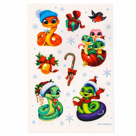 Blocknote engraving on the New Year "Joyful Snake", 10 sheets, sheet of stickers, A6, New Year's set for creativity-4