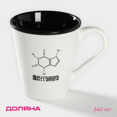 Porcelain share mug "Formula Coffee", 340 ml, white and black color