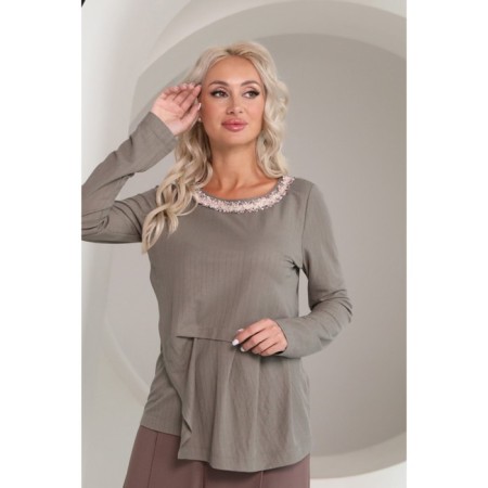 Female blouse, size 42, khaki color-4