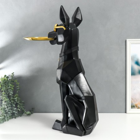 Souvenir Polystone stand 3D "Black dog with glasses" d = 26 cm 77x26x20 cm-4