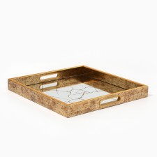 Plastic rectangular tray with the mirror 