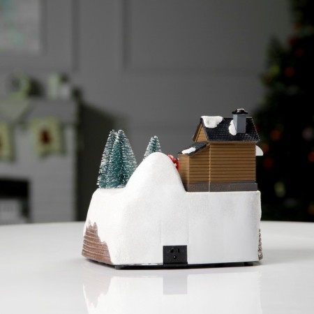 LED figure "Train and Santa Claus" 20 × 20 × 16 cm, polystone, AAX3 batteries (not complete), USB, glow warm white-4