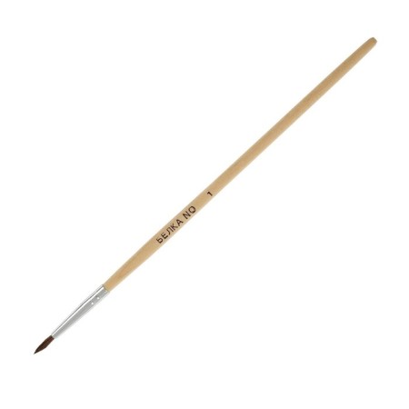 Set of brushes protein round 4 pieces (No. 1,2,3,4) with wooden handles on a blister