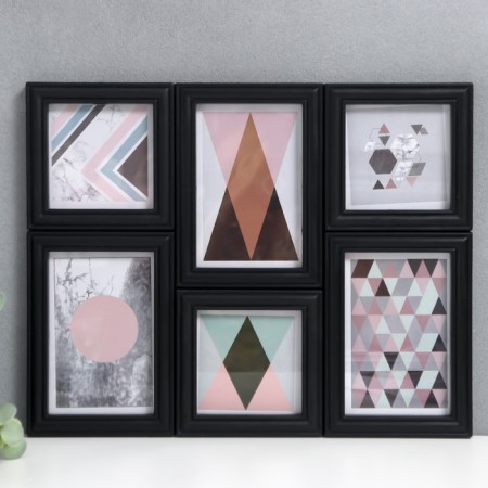 Photo frame in 6 photos 10x10, 10x15 cm "collage" black set 6 pcs 25x33.5x8 cm