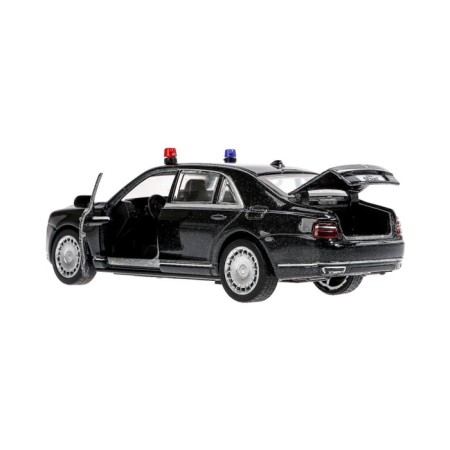 Metal machine "Aurus Senate", doors, trunk, inertia, 13.5 cm, black are opened-3