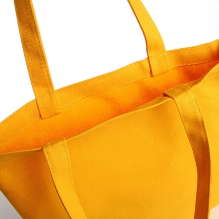 Shopper bag without fastening, from textiles, yellow color-2