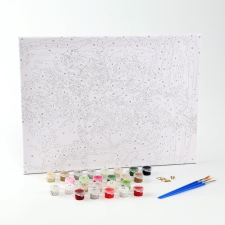 Picture on numbers on a canvas with a subframe "Bouquet in a glass vase", 40x30 cm-1