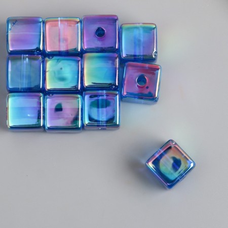 Busina for creativity plastic "Cube. Transparent mother of pearl" blue 1.4x1.4x1.4 cm-2