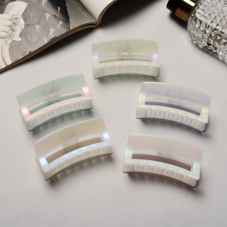 Hair crab "pearl" straight bend, 7 cm, white-1