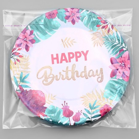 Disposable paper plate "Happy Birthday", 18 cm-2