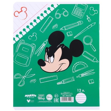 Notebook in a ruler of 12 sheets, 5 types of mix, cover coated paper, Mickey Mouse-8