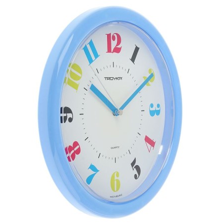 Watch wall "Color numbers", discrete move, D-24 cm, blue rim-1
