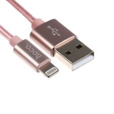 Hoco X2, USB cable - Lightning, 2.4a, 1 m, nylon, pink gold