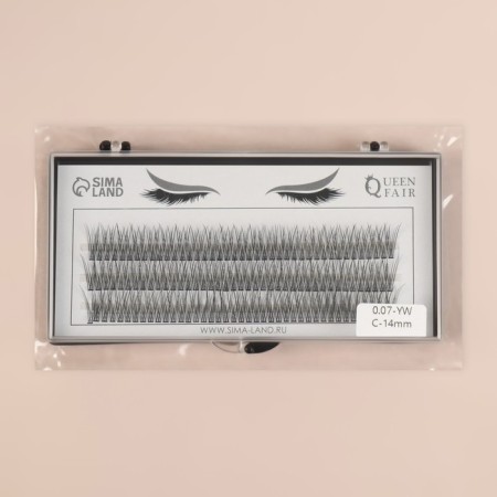 A set of overhead eyelashes "Lastochkin tail", bundles, 14 mm, thickness 0.07 mm, bend C, 12 D-5