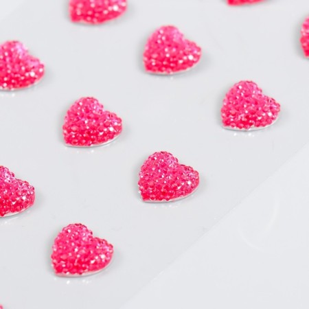 Rhinestones self -adhesive "hearts", 12 mm, 15 pieces, raspberry-1