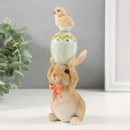 Polystone souvenir "Bunny with Easter egg and chicken" 8.5x6x17.5 cm-3