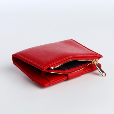 Women's wallet on the button, red color-3